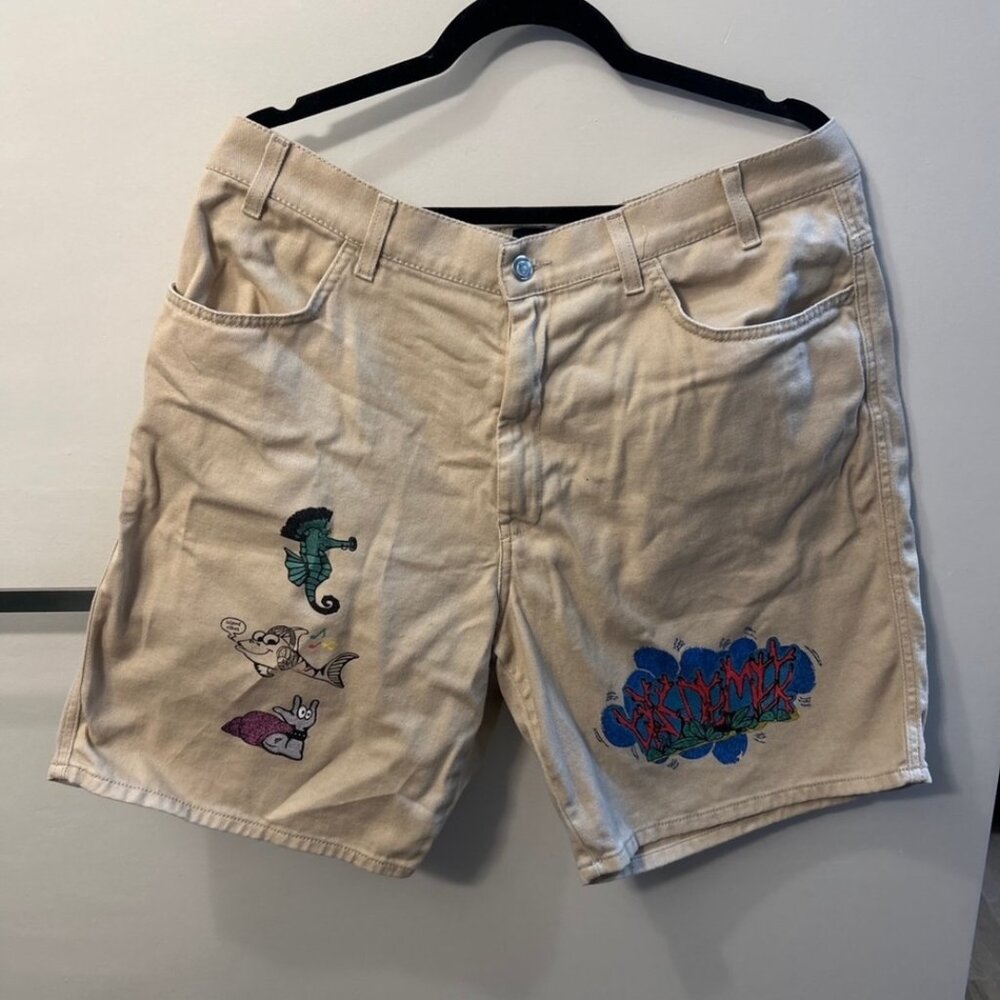 Pas de Mer Italia Men's Graphic Shorts Size 34 Tan / Khaki Color Hipster